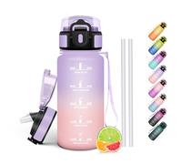 HoneyHolly Borraccia 500Ml, Senza BPA & A Prova di Perdita, Borracce con Cannuccia, Reutilizables, Water Bottle Scuola Elementare, Borraccia Motivazionale per Scuola, Palestra, Ufficio, Running