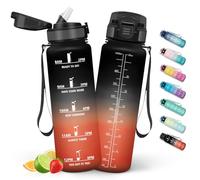 HoneyHolly Borraccia Palestra 1 Litro con Orari per Bere, Borraccia Motivazionale senza BPA, Borracce con Cannuccia, Bottiglia Acqua per Ufficio, Trekking