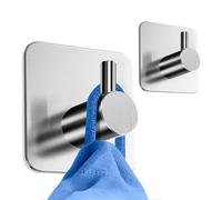 HoneyHolly Ganci Autoadesivi, 2 Pezzi Appendi Accappatoio Bagno, Acciaio Inox, Porta Asciugamani Autoadesivo, No Perforazione, Gancio Accappatoio Doccia per Cucina, Bagno, Toilette, Ufficio
