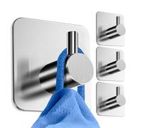 HoneyHolly Ganci Autoadesivi, 4 Pezzi Appendi Accappatoio Bagno, Acciaio Inox, Porta Asciugamani Autoadesivo, No Perforazione, Gancio Accappatoio Doccia per Cucina, Bagno, Toilette, Ufficio