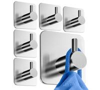 HoneyHolly Ganci Autoadesivi, 6 Pezzi Appendi Accappatoio Bagno, Acciaio Inox, Porta Asciugamani Autoadesivo, No Perforazione, Gancio Accappatoio Doccia per Cucina, Bagno, Toilette, Ufficio