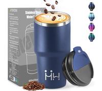 HoneyHolly Termos Caffè 600 ML, Tazza termica Riutilizzabili Prova di Perdite, Bicchiere Termico, Acciaio Inox 304, Travel Mug per Caffè Caldo e Freddo, Latte e Tè