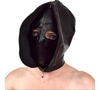 Honeylust - Morbida maschera doppia fetish - Maschera isolante in similpelle bondage con cerniera frontale - Cappuccio BDSM Giocattolo sessuale