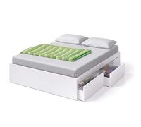 Honeymoon - Letto matrimoniale con 4 cassetti in stile contemporaneo in colore bianco Artik 150 x 190 cm
