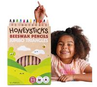 Honeysticks Matite Triangolari per Bambini Jumbo (Set da 12) - Pastelli Colorati per Scuola d'Infanzia con Mina in Cera d’Api Atossica, Facili da Impugnare, Colori Vivaci per Disegnare e Colorare