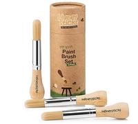 Honeysticks My First Paint Brush Set - 3 Pack: Ideal for Babies and Toddlers. Jumbo Brushes with Chubby Wood Handles for Easy Grip, Vegan. Includes Handy Storage Container