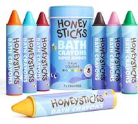 Honeysticks Pastelli Vasca da Bagno per Bambini (7 Pezzi) | Cera d'Api Naturale Non Tossica, Giocattoli per Vasca da Bagno Senza Profumo e Non Irritanti, Colori Vivaci e Facili da Usare