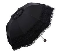 Honeystore Princess Lace - Ombrello pieghevole a prova di raggi UV, ombrellone a cupola, stile 1, nero