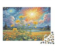 Honeysuckle Flower Puzzle adulti per decompressione Fiori gialli in campo illuminato dal sole Gioco educativo Sfida 1000 pezzi 70x50cm/1000 pezzi