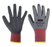 Honeywell 10 paia di guanti protettivi WorkEasy Cut, livello di taglio 1, rosso/grigio, rivestimento in microschiuma di nitrile grigio scuro, WE21-3313G-9/L, taglia 9/L