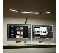 Honeywell Ampia lampada da scrivania con morsetto per doppio monitor, lampada da scrivania a LED a spettro completo da 22 W per casa e ufficio, luce architetto regolabile in 3 sezioni per scrivania