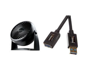 Honeywell HT-900E Ventola turbo potente e silenziosa e cavo di prolunga USB 3.0 AmazonBasics (da maschio a femmina) da 3 m (compatibilità con le versioni precedenti USB 2.0 e 1.1)