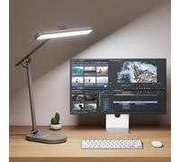 Honeywell Lampada da scrivania LED - H4 Lampada da tavolo dimmerabile da 14W con 3 modalità di colore, 5 livelli di luminosità, auto-regolazione, timer, controllo tattile, luce da scrivania, grigio