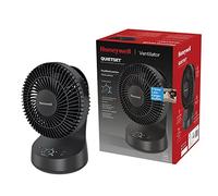 Honeywell Ventilatore oscillante da tavolo QuietSet nero (Ventilatore individuale e per stanze piccole con funzionamento silenzioso e 5 livelli di potenza/rumore) HTF337BE