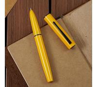 HONG DIAN Hongdian C1 - Penna stilografica con pennino fine, giallo limone e design classico retrò, in metallo, con convertitore di inchiostro