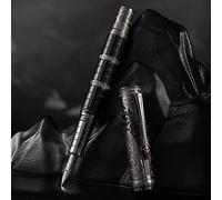 HONG DIAN Hongdian - Penna stilografica D5 Qin Dynasty nero e argento, pennino extra fine, penna con riempimento a stantuffo, con incisione totem cinese retrò, per scrittura liscia, set con scatola