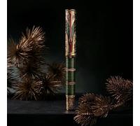 HONG DIAN Hongdian - Penna stilografica D5 Qin Dynasty verde oro, pennino extra fine, penna con riempimento a stantuffo, con incisione totem cinese retrò, per scrittura liscia, set con scatola