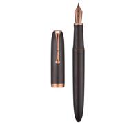 HONG DIAN Penna stilografica A10, pennino extra fine morbido, in legno di ebano nero, con tappo magnetico e custodia in metallo