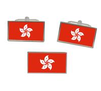 Hong Kong Bandiera Gemelli E Fermacravatta Set