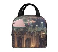 Hong Kong Borsa per il pranzo per donne e uomini, isolata, riutilizzabile, a prova di perdite, con tasche laterali, contenitori per alimenti più freddi, grande borsa per pasti per lavoro, viaggi