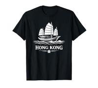 Hong Kong Junk Boat Viaggio Vintage Harbor Style Maglietta