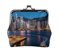 Hong Kong Night View - Mini portafoglio da donna in pelle con chiusura a bacio
