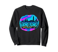 Hong Kong, orizzonte, graffiti, stile, colorito, gocciolamento, lettering Felpa