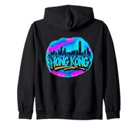Hong Kong, orizzonte, graffiti, stile, colorito, gocciolamento, lettering Felpa con Cappuccio