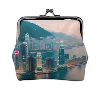 Hong Kong Print Elegante unico portamonete carino mini portafoglio con chiusura a bacio impermeabile per monete