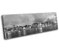 Hong Kong Skyline Night Asia Asian City SINGLE TELA parete arte foto stampa