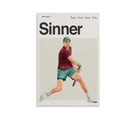 HONGBIZI Jannik Sinner - Poster con personaggi, cantante, attore e atleta, stampa autografata, poster, decorazione da parete, su tela, decorazione per la casa, 30 x 45 cm, senza cornice, stile 25