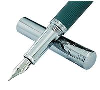 Hongdian 1843 - Penna stilografica in metallo massiccio, con punta extra fine, motivo ondulazione verde con convertitore ricaricabile e custodia in metallo