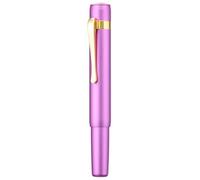 Hongdian M2, Mini penna stilografica da viaggio in alluminio con pennino dorato extra fine morbido e forma elegante, da tasca, corta, colore: viola lilla