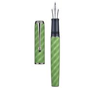 Hongdian Penna stilografica A9 con pennino grande n. 8, caricamento in ebanite, motivo moiré verde, design unico con convertitore e custodia in metallo