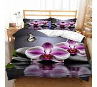Hongduo Set Biancheria da Letto Arte Dell'Orchidea Nell'Acqua, 3 Pezzi, Set Copripiumino Singolo 135x200 cm Minimalista Copripiumini in Microfibra 2 Federe 50x80 cm con Cerniera