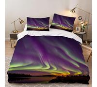 Hongduo Set Copripiumino Matrimoniale 260x240 Aurora, Copripiumino Aurora Colorata Microfibra Biancheria da Letto 3D Parure Copripiumone con 2 x Federe con Cerniera