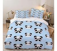 Hongduo Set Copripiumino Singolo Panda, Copripiumino 135x200 Facile Microfibra Biancheria da Letto 3D Parure Copripiumone con 2 x Federe con Cerniera