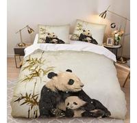 Hongduo Set Copripiumino Singolo Panda di Bambù, Copripiumino 135x200 Elegante Microfibra Biancheria da Letto 3D Parure Copripiumone con 2 x Federe con Cerniera