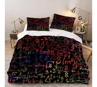 Hongduo Set Copripiumino una Piazza e Mezza Formula Matematica, Copripiumino 200x200 Cartoon Stampa Microfibra Biancheria da Letto 3D Parure Copripiumone con 2 x Federe con Cerniera