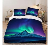 Hongduo Set Copripiumino una Piazza e Mezza Montagna, Copripiumino 200x200 Ombre Microfibra Biancheria da Letto 3D Parure Copripiumone con 2 x Federe con Cerniera