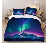 Hongduo Set Copripiumino una Piazza e Mezza Montagna, Copripiumino 200x200 Ombre Microfibra Biancheria da Letto 3D Parure Copripiumone con 2 x Federe con Cerniera