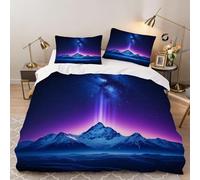 Hongduo Set Copripiumino una Piazza e Mezza Montagna Della Stella Dell'Aurora, Copripiumino 200x200 Ombre Microfibra Biancheria da Letto 3D Parure Copripiumone con 2 x Federe con Cerniera