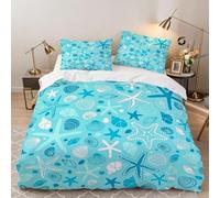 Hongduo Set Copripiumino una Piazza e Mezza Stella Marina, Copripiumino 200x200 Bambini e Adolescenti Microfibra Biancheria da Letto 3D Parure Copripiumone con 2 x Federe