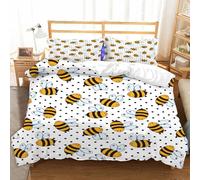 Hongduo Set di Biancheria da Letto Ape, 3 Pezzi, Set Copripiumino Matrimoniale 240x220 cm Cartone Animato Copripiumini in Microfibra con 2 Federe 50X80Cm