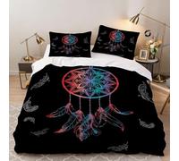 Hongduo Set di Biancheria da Letto Stampa Acchiappasogni, 3 Pezzi Set Copripiumino una Piazza e Mezza 200x200 cm Cartone Animato Copripiumini in Microfibra con 2 Federe 50X80cm