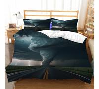 Hongduo Set di Biancheria da Letto Terribile Uragano, 3 Pezzi Set Copripiumino una Piazza e Mezza 200x200 cm Tema Natura Copripiumini in Microfibra con 2 Federe 50X80cm