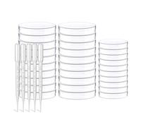 HONGECB 30 Pezzi Plastica Di Petri Con Coperchio, Coltura Batterica Piastre Di Petri Sterili Trasparenti, Per Laboratorio Esperimento Biologia Studi Di, Con 5 Pipette Di Trasferimento.