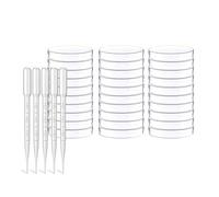 HONGECB Coltura Batterica Piastre Di Petri Sterili Trasparenti, 30 Pezzi Plastica Di Petri Con Coperchio, Per Laboratorio Esperimento Biologia Studi Di, Con 5 Pipette Di Trasferimento.