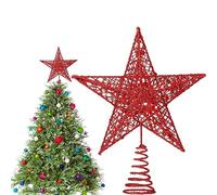 HONGECB Stella Superiore per Albero di Natale, Puntale Scintillante, Topper Decorativo, 20x25 Cm, Rosso