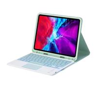 HongHeFu Accessori, Backlight Touch Keyboard Leather Case Suitable for iPad PRO 11-5th Gen-2024(Green+Touch Backlit Keyboard)
